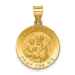 Load image into Gallery viewer, 14K Yellow Gold Polished and Satin St. Joseph Medal Pendant 19mm width
