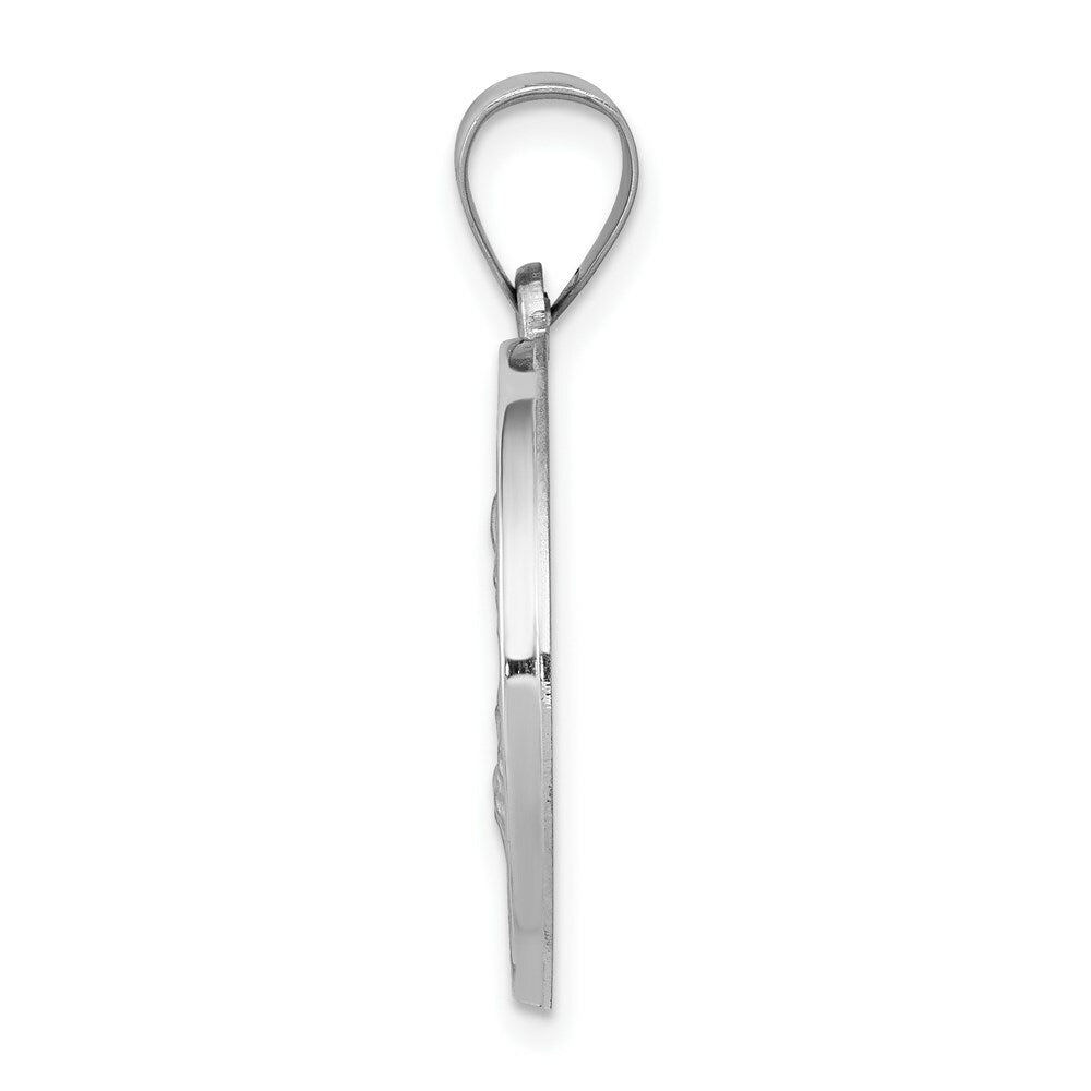 14K White Gold Polished and Satin St. Joseph Medal Pendant 19mm width