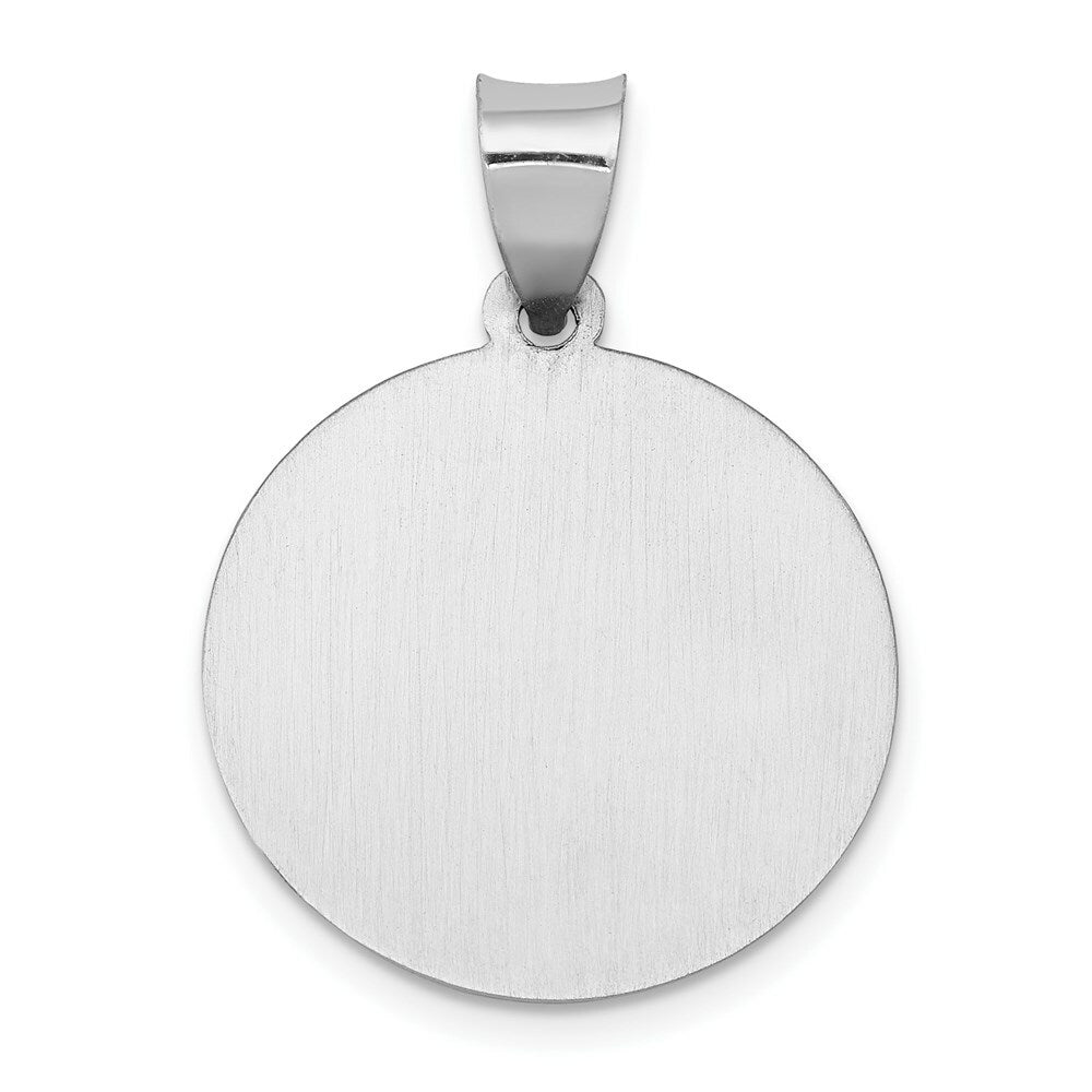 14K White Gold Polished and Satin St. Joseph Medal Pendant 19mm width