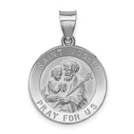 Load image into Gallery viewer, 14K White Gold Polished and Satin St. Joseph Medal Pendant 19mm width
