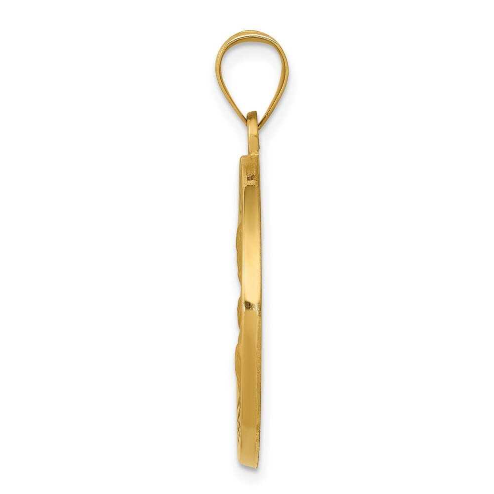 14K Yellow Gold Polished and Satin St. Joseph Medal Pendant 22mm width