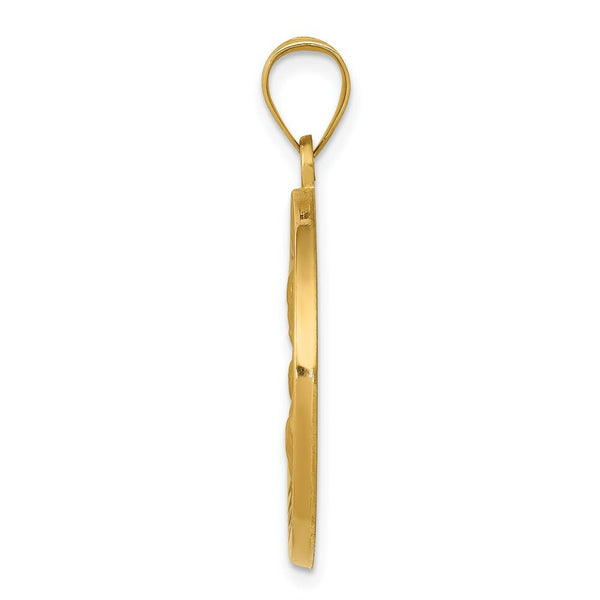 14K Yellow Gold Polished and Satin St. Joseph Medal Pendant 22mm width