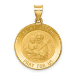 Load image into Gallery viewer, 14K Yellow Gold Polished and Satin St. Joseph Medal Pendant 22mm width
