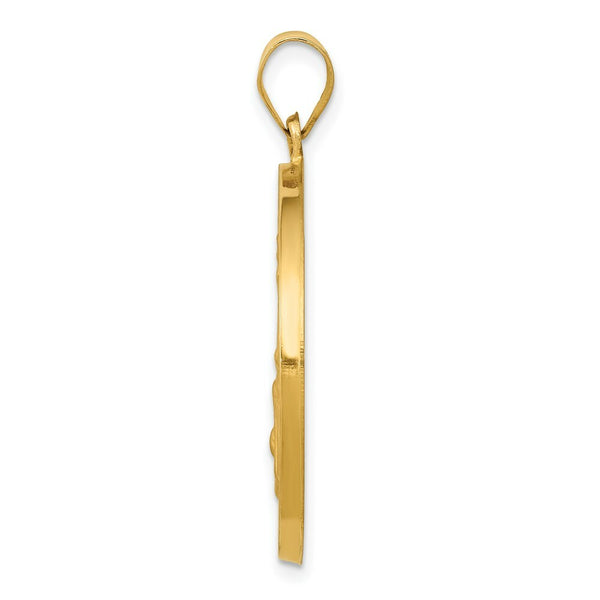 14K Yellow Gold Polished and Satin St. Joseph Medal Pendant 25mm width