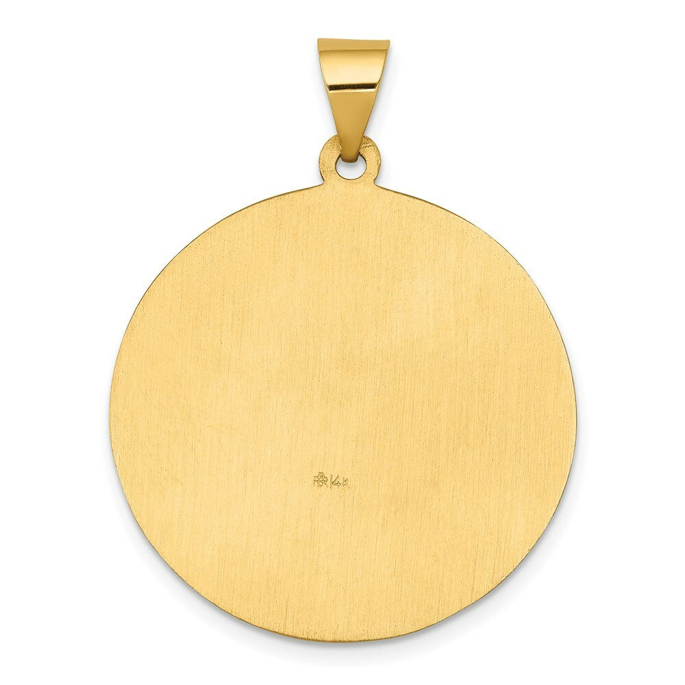 14K Yellow Gold Polished and Satin St. Joseph Medal Pendant 25mm width