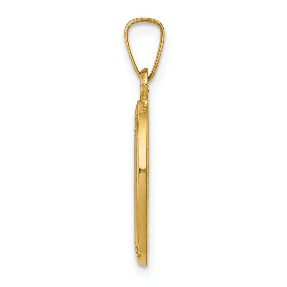 14K Yellow Gold Polished and Satin St. Joseph Medal Pendant 11mm width