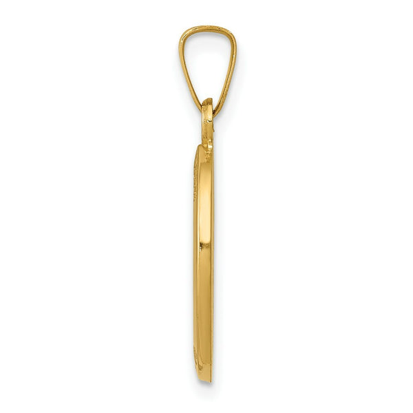 14K Yellow Gold Polished and Satin St. Joseph Medal Pendant 11mm width