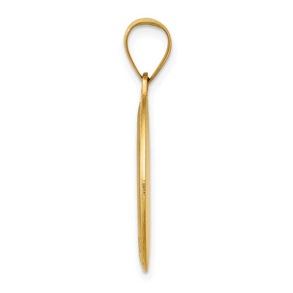 14K Yellow Gold Polished and Satin St. Joseph Medal Pendant 15mm width