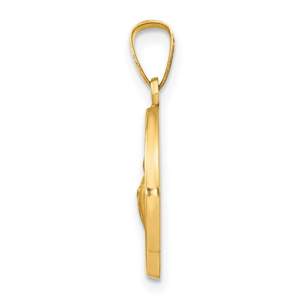14K Yellow Gold Polished and Satin St. Jude Thaddeus Medal Pendant 15mm width
