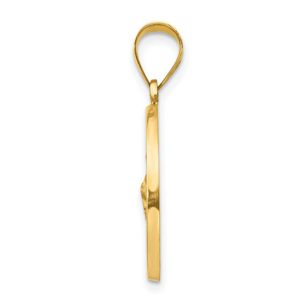 14K Yellow Gold Polished and Satin St. Jude Thaddeus Medal Pendant 19mm width