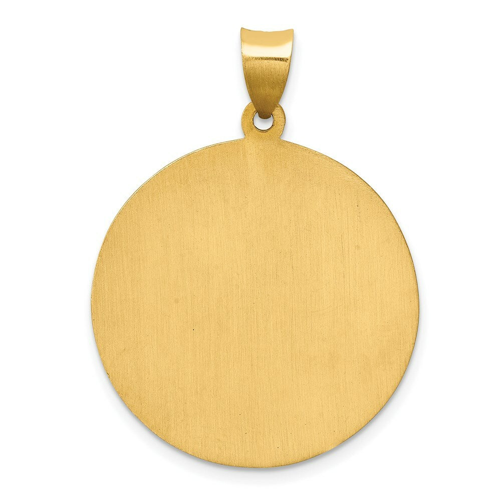 14K Yellow Gold Polished and Satin St. Jude Thaddeus Medal Pendant 25mm width
