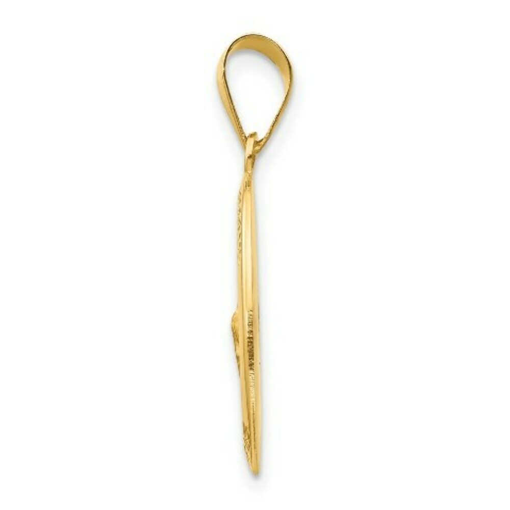 14K Yellow Gold Polished and Satin St. Jude Thaddeus Medal Pendant 14mm width