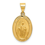Load image into Gallery viewer, 14K Yellow Gold Polished and Satin St. Jude Thaddeus Medal Pendant 14mm width
