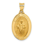 Load image into Gallery viewer, 14K Yellow Gold Polished and Satin St. Jude Thaddeus Medal Pendant 16mm width
