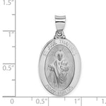 Load image into Gallery viewer, 14K White Gold Polished and Satin St. Jude Thaddeus Medal Pendant 16mm width
