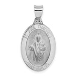 Load image into Gallery viewer, 14K White Gold Polished and Satin St. Jude Thaddeus Medal Pendant 16mm width
