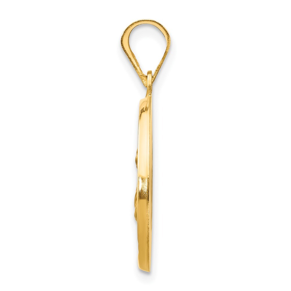 14K Yellow Gold Polished and Satin St. Lucy Medal Pendant 19mm width
