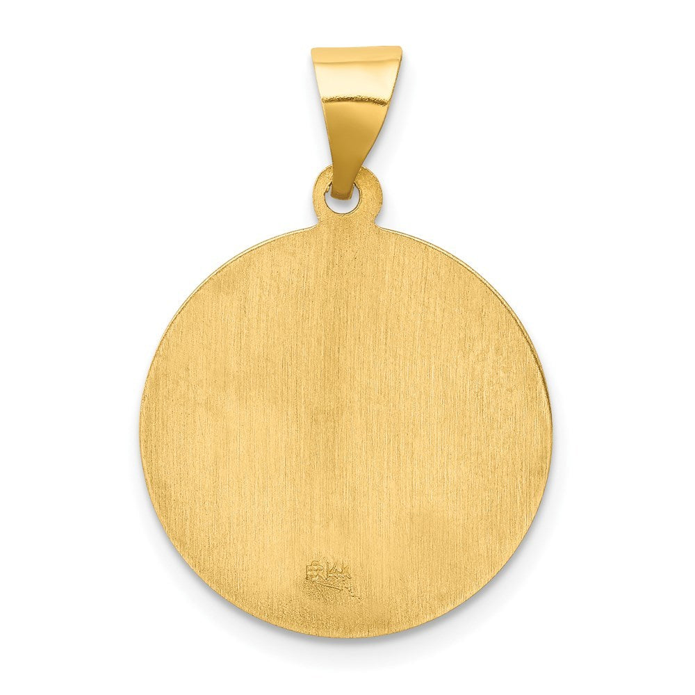 14K Yellow Gold Polished and Satin St. Lucy Medal Pendant 19mm width