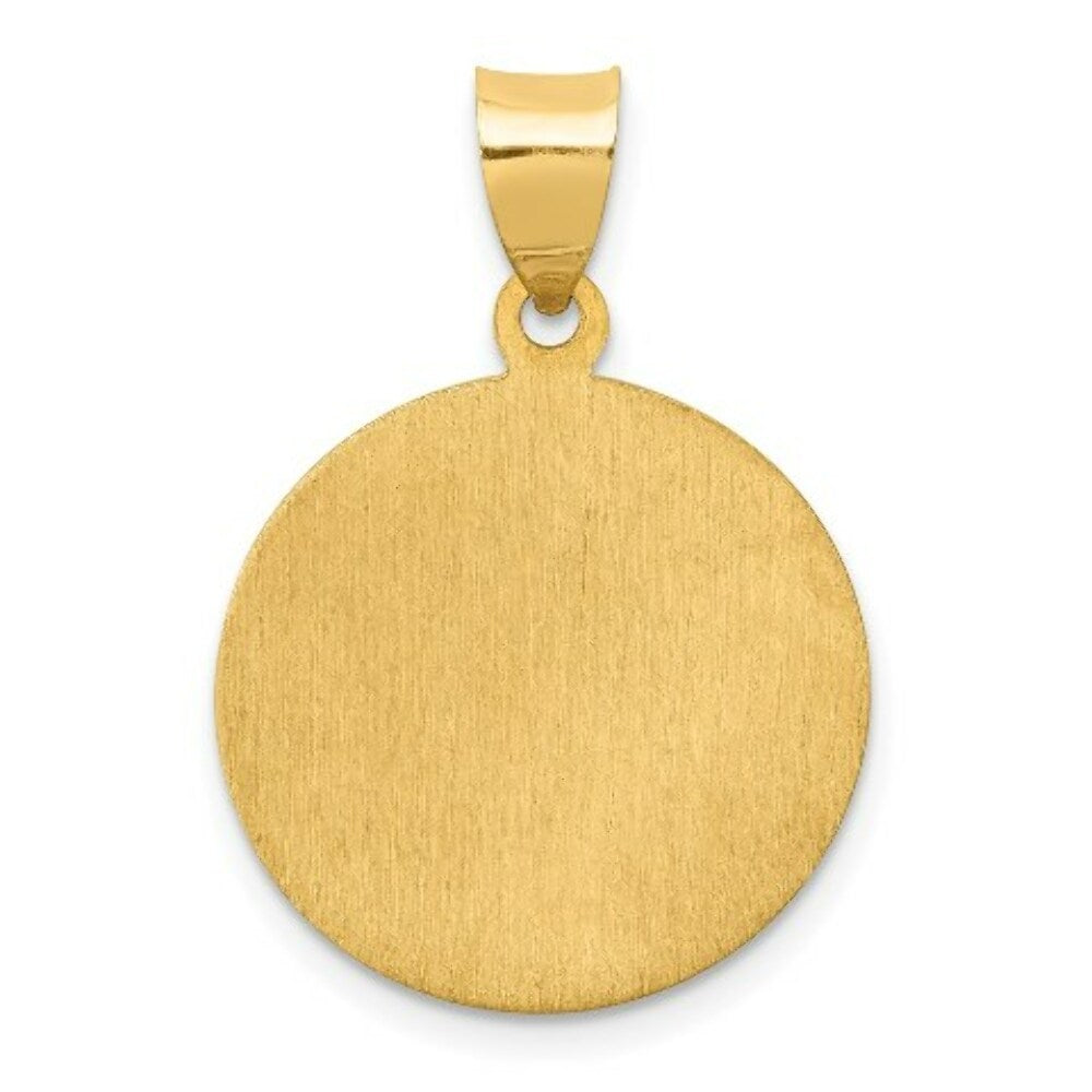 14K Yellow Gold Polished and Satin St. Luke Medal Pendant 19mm width