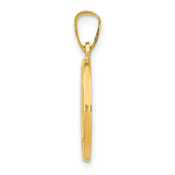 14K Yellow Gold Polished and Satin St. Luke Medal Pendant 15mm width