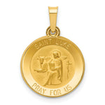 Load image into Gallery viewer, 14K Yellow Gold Polished and Satin St. Luke Medal Pendant 15mm width
