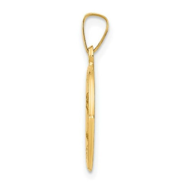 14K Yellow Gold Polished and Satin St. Mark Medal Pendant 15mm width