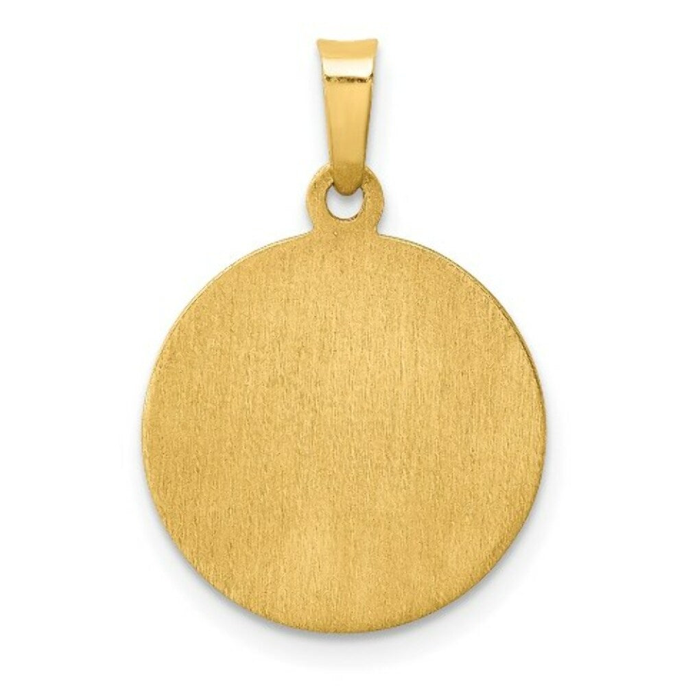 14K Yellow Gold Polished and Satin St. Mark Medal Pendant 15mm width