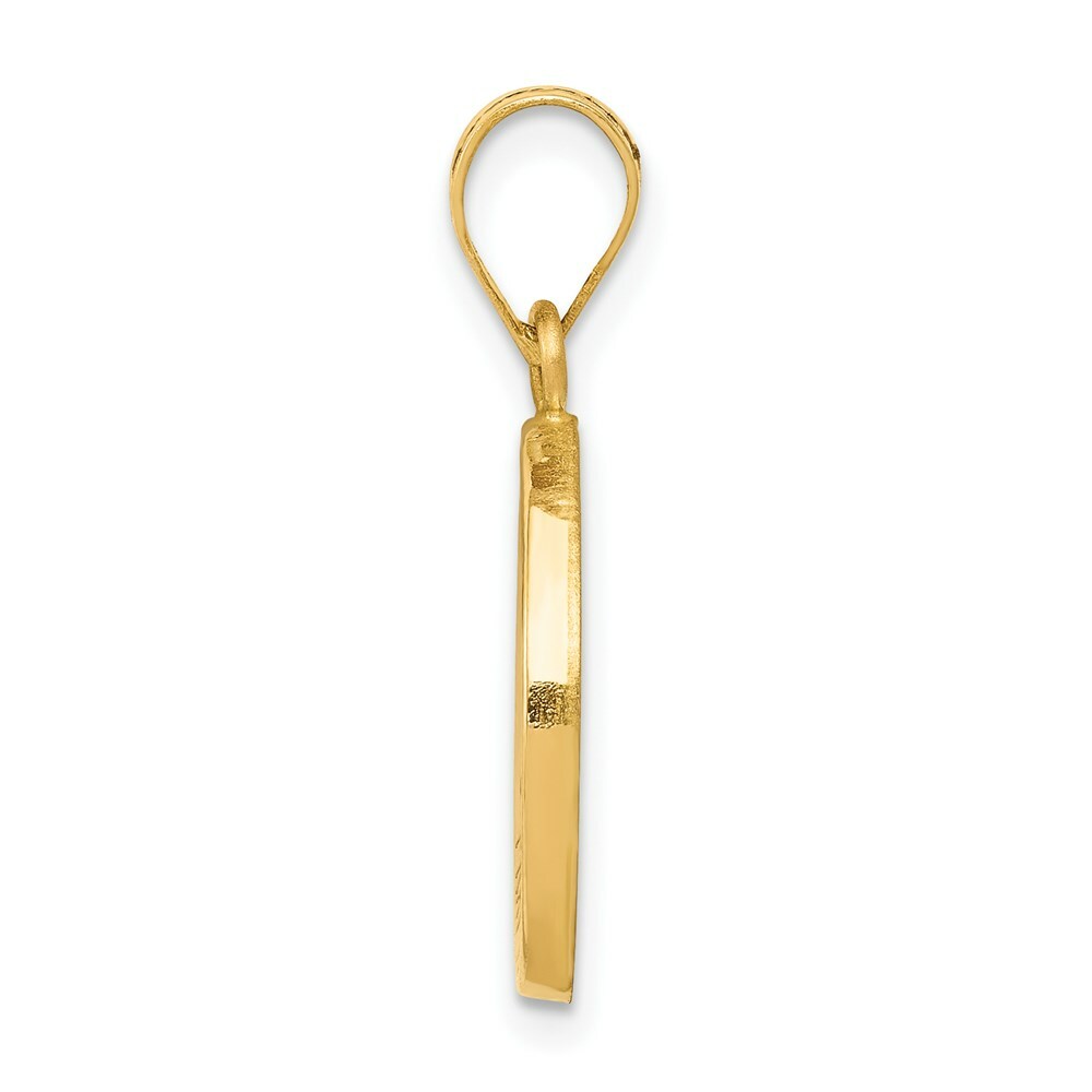 14K Yellow Gold Polished and Satin St. Matthew Medal Pendant 15mm width