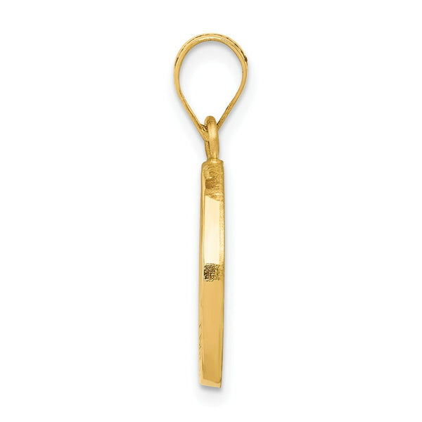 14K Yellow Gold Polished and Satin St. Matthew Medal Pendant 15mm width