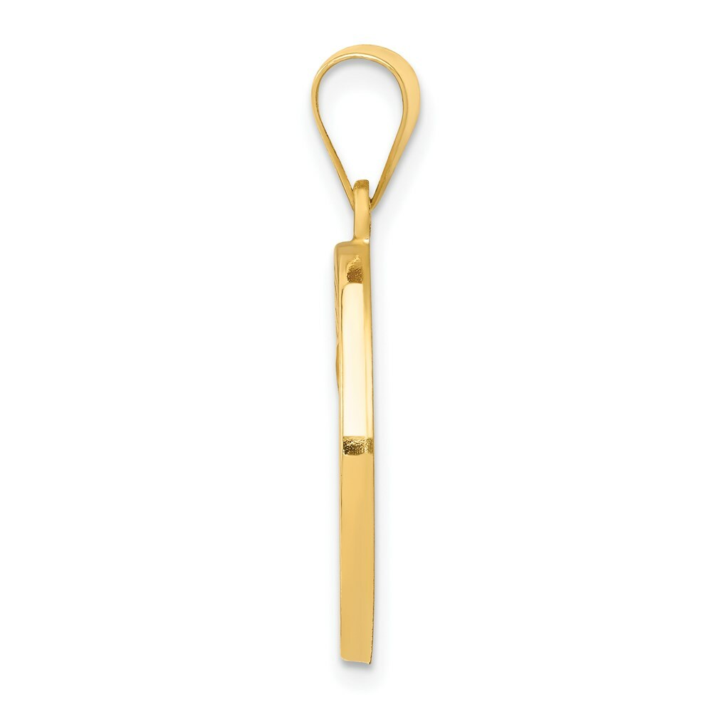 14K Yellow Gold Polished and Satin St. Matthew Medal Pendant 19mm width