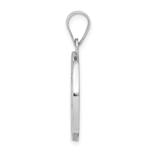 14K White Gold Polished and Satin St. Matthew Pendant 19mm width