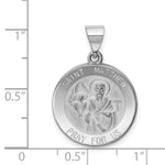 Load image into Gallery viewer, 14K White Gold Polished and Satin St. Matthew Pendant 19mm width
