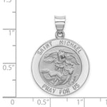 Load image into Gallery viewer, 14K White Gold Polished and Satin St. Michael Medal Pendant 23mm width
