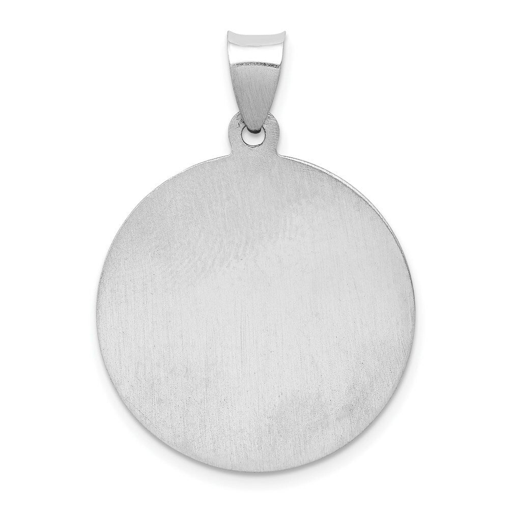 14K White Gold Polished and Satin St. Michael Medal Pendant 23mm width