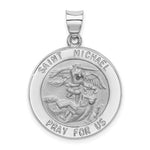 Load image into Gallery viewer, 14K White Gold Polished and Satin St. Michael Medal Pendant 23mm width
