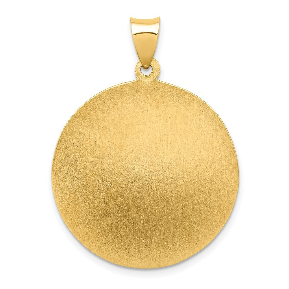 14K Yellow Gold Polished and Satin St. Michael Medal Pendant 25mm width