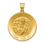 Load image into Gallery viewer, 14K Yellow Gold Polished and Satin St. Michael Medal Pendant 25mm width

