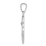 Load image into Gallery viewer, 14K White Gold Polished and Satin St. Michael Medal Pendant 15mm width

