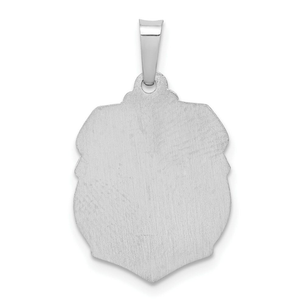 14K White Gold Polished and Satin St. Michael Medal Pendant 15mm width