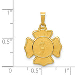 Load image into Gallery viewer, 14K Yellow Gold Polished and Satin St. Florian Badge Medal Pendant 17mm width
