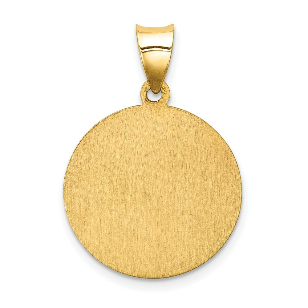 14K Yellow Gold Polished and Satin Mother Teresa Medal Pendant 19mm width