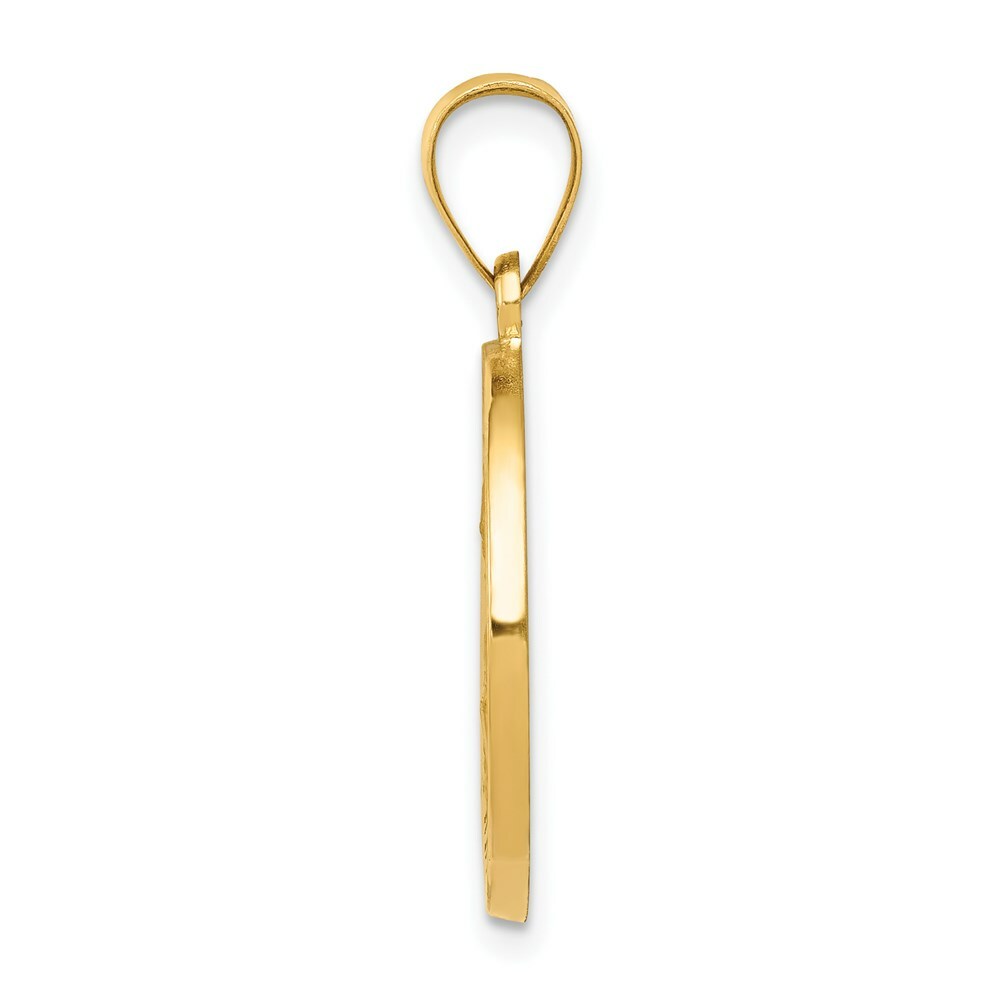 14K Yellow Gold Polished and Satin St. Nicholas Medal Pendant 19mm width