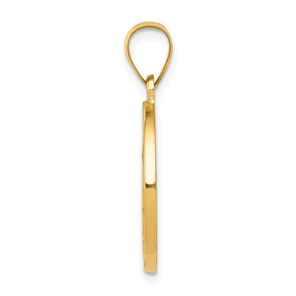 14K Yellow Gold Polished and Satin St. Nicholas Medal Pendant 19mm width