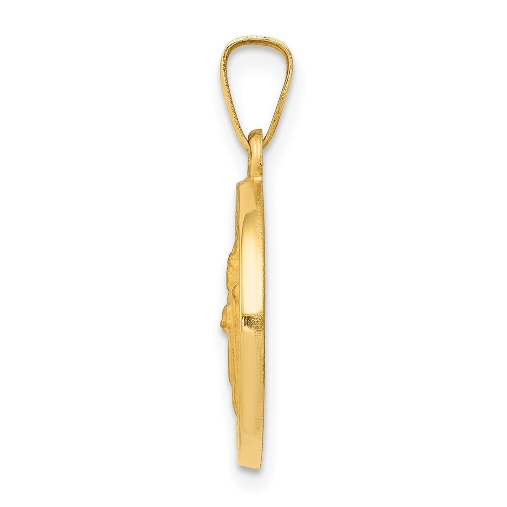 14K Yellow Gold Polished and Satin St. Patrick Medal Pendant 15mm width