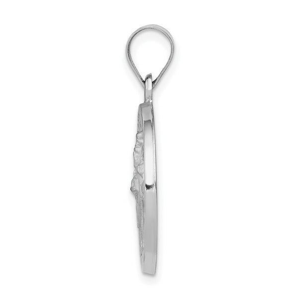 14K White Gold Polished and Satin St. Patrick Medal Pendant 19mm width
