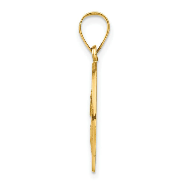 14K Yellow Gold Polished and Satin St. Paul Medal Pendant 19mm width