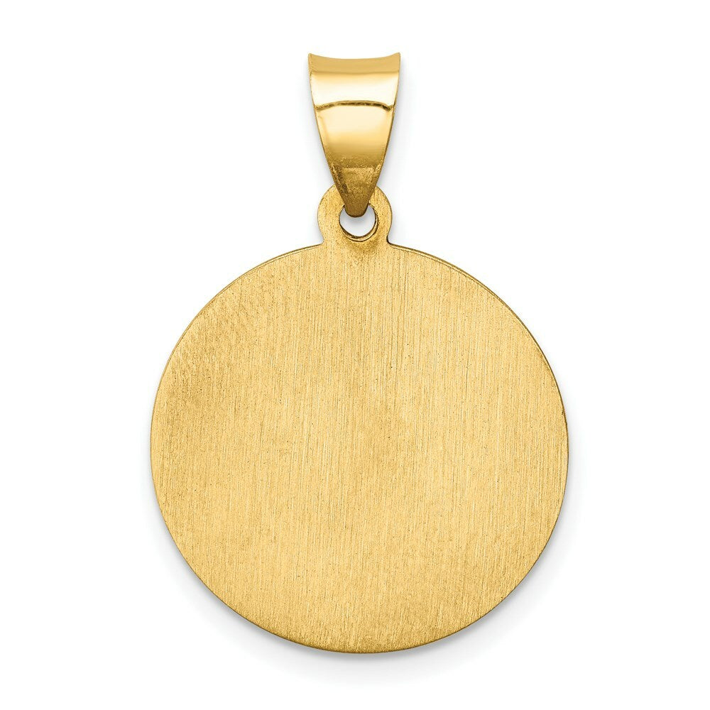 14K Yellow Gold Polished and Satin St. Paul Medal Pendant 19mm width