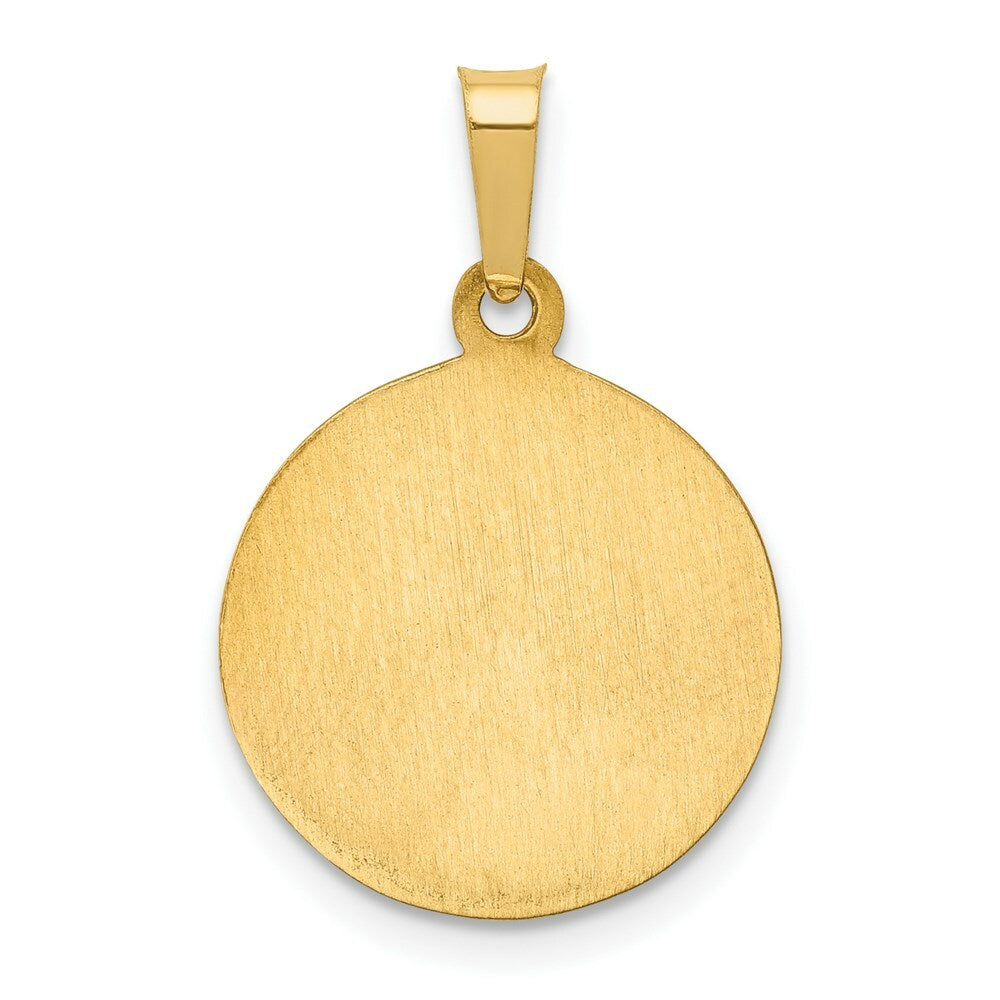 14K Yellow Gold Polished and Satin St. Peregrine Medal Pendant 15mm width