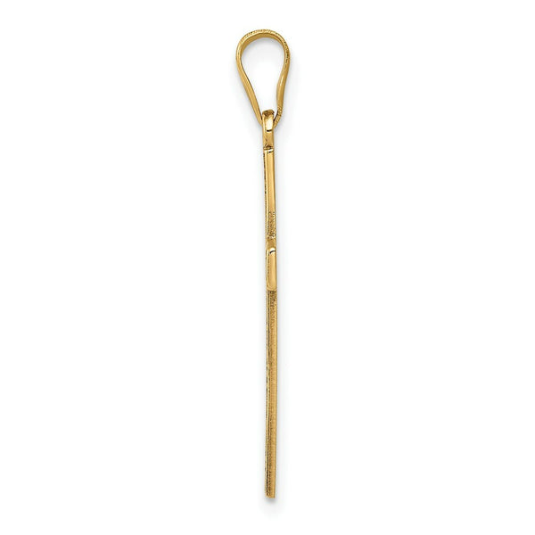14K Yellow Gold Floral Cross Pendant 28mm length
