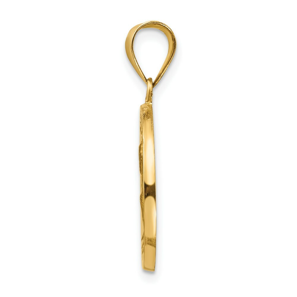 14K Yellow Gold Polished and Satin St. Peter Medal Pendant 20mm width